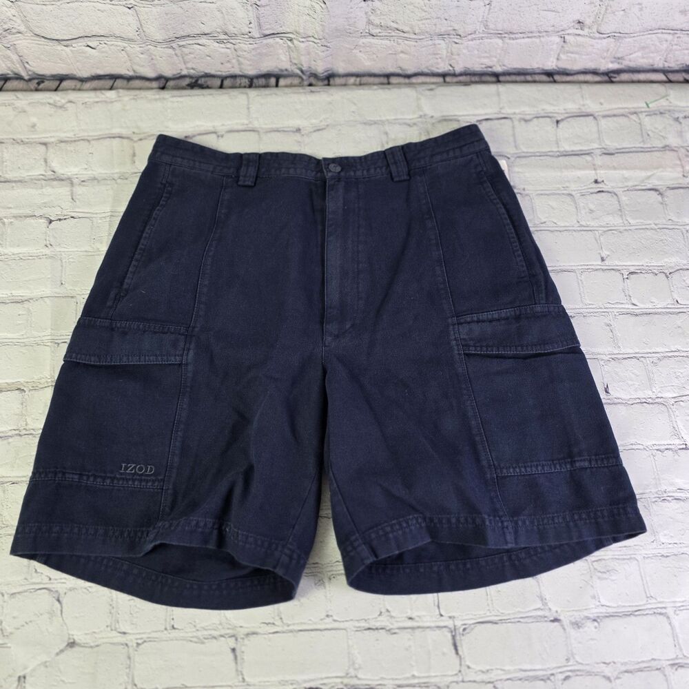 Izod Cargo Men's Sz 33 Navy Blue Cotton Blend Shorts